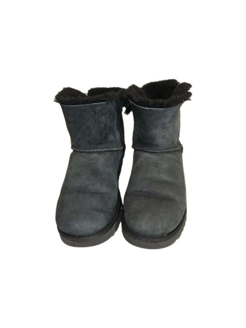 UGG Bailey Bow Mini II Black Suede Fur Boots Womens Size 10 *NIB*